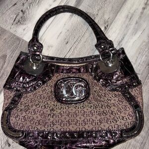 Guess Metallic Purple and Tan Shoulder Bag